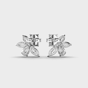 IGI Certified Lab Grown Radiant Cut Diamond Floral Cluster <b>Stud</b> Earrings Solid 925 Sterling Silver Marquise Diamond Earrings - Product Image 4