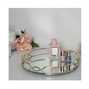 Plateau en métal vintage orné avec miroir pour coiffeuse et décoration de table avec de beaux accents réfléchissants faits à la main - Product Image 4