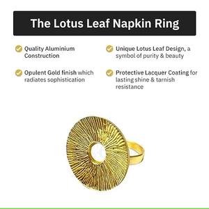 Glimpse Homes Anneaux de serviette en métal élégants Best-seller 2024 avec motif feuille de lotus pour table à manger en forme de cercle - Product Image 5