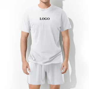 Logo personnalisé pour hommes ensemble short en éponge 100% coton t-shirts et ensemble short pour hommes ensemble short personnalisé t-shirt joggers - Product Image 3