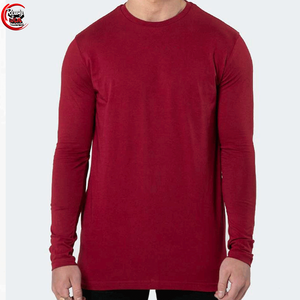 T-shirt de gymnastique à col rond en coton pour homme, long, léger, séchage rapide, sérigraphie, coupe ajustée, entraînement musculaire ample - Product Image 1