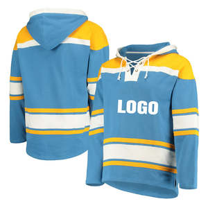 Sweat à capuche de hockey sur glace respirant imprimé sur mesure avec col en dentelle, vêtements de sport sublimés, service OEM, couleurs et tailles personnalisées - Product Image 3