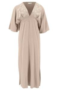 Fabricants de vêtements pour femmes saison d'été robe maxi brodée dames élégante robe longue à manches kimono en coton préféré - Product Image 5