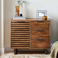 Buffet en bois massif antique avec 3 tiroirs et 1 porte, design moderne, console de rangement extensible pour salon, meubles de maison