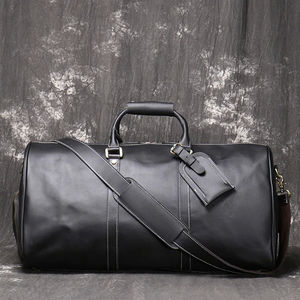 High Quality <b>Black</b> Leather Duffle <b>Bag</b> for Men Valise De Voyage European and American Business Men <b>Weekender</b> <b>Bag</b> - Product Image 1