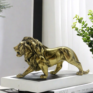 Customized Safari Party Decoration Simulated MetalGold Desk Decor Home <b>Lion</b> Statue China Modern Sculpture - Product Image 4