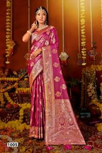 Saree en soie satinée de qualité supérieure pour les mariages et les fêtes Vêtements indiens et pakistanais Catalogue complet disponible au prix de gros - Product Image 5