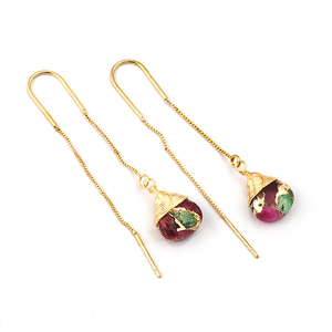 Trendy Collection Long Threader Earring Gold Polished Wire Wrap Women Earring Personalized Jewelry - Product Image 2