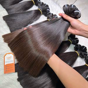 Listo para enviar, superventas, cabello Remy liso de hueso corto sedoso Virgen sin procesar, mechones de cabello Super DD de cabello crudo de Vietnam - Product Image 4