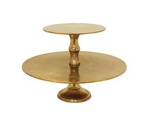 Two <b>Tier</b> Metal <b>Cake</b> <b>Stand</b> Gold Plated Wedding Decorative Handmade <b>Cake</b> <b>Stand</b> Round Shape Designer Fancy Metal <b>Cake</b> <b>Stand</b> - Product Image 1