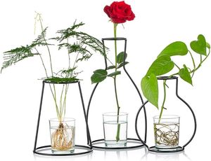 Juego de macetas de metal de alta calidad de 3 soportes de escritorio creativos con jarrones de vidrio para decoración del hogar o decoración de regalos - Product Image 2