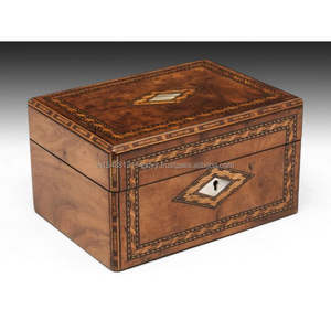 Caja de almacenamiento de madera de Mango cuadrada moderna, organizador de regalo de joyería hecho a mano con incrustaciones de latón para dormitorio, hogar, comedor, gimnasio, tocador de maquillaje - Product Image 1