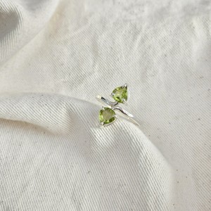 แหวนเงินพลอยเพอริดอทแบบคลาสสิกแหวนแต่งงานและแหวนหมั้นดีไซน์น้ำหนักเบา - Product Image 3