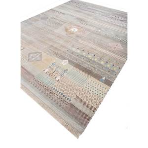 Tapis en laine et soie de bambou noués à la main Freedom Manchaha Ivory, 10 mm, design patchwork rectangulaire pour la maison, le salon - Product Image 2
