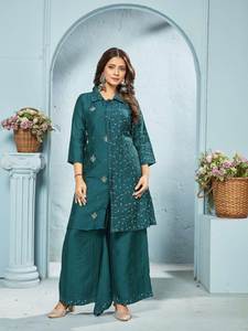 India Ethnic 3pcs Unstitched Silk <b>Women's</b> Clothing Set Heavy Fabric Kurti <b>Kurta</b> Kameez Salwar Suit Pakistani Style Indian - Product Image 5