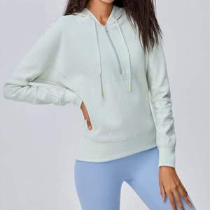 เสื้อมีฮู้ดผ้าคอตตอนหนาสำหรับผู้ชายผู้หญิง400gsm ขนาดใหญ่กว่าขนาดครึ่งซิป - Product Image 2