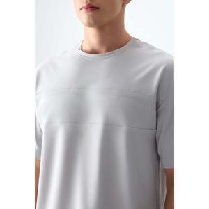 T-shirt basique pour homme en coton texturé épais et doux, coupe ample - 88378 - Stone - Product Image 2