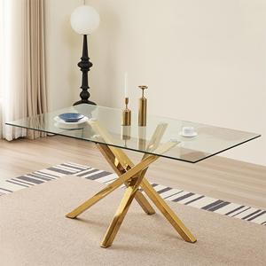 Juego <span class=keywords><strong>de</strong></span> <span class=keywords><strong>mesa</strong></span> y <span class=keywords><strong>sillas</strong></span> <span class=keywords><strong>de</strong></span> comedor <span class=keywords><strong>de</strong></span> oro galvanizado <span class=keywords><strong>de</strong></span> <span class=keywords><strong>vidrio</strong></span> templado <span class=keywords><strong>de</strong></span> lujo, muebles familiares, una <span class=keywords><strong>mesa</strong></span> y <span class=keywords><strong>cuatro</strong></span> <span class=keywords><strong>sillas</strong></span> - Product Image 5