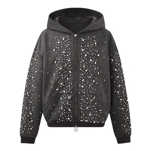 Fabricants professionnels Hommes Zipper Hoodies Strass Streetwear Unisexe Surdimensionné Dabble Zipper Hoodies Sweat Élégant - Product Image 2