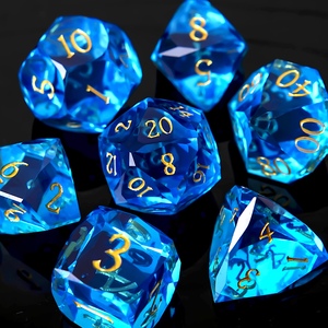 Juego de Dados de Resina Multifacéticos con Bordes Afilados Rojos, 7 Piezas, Dados Transparentes Poliédricos para Juegos de Rol, <span class=keywords><strong>Dungeons</strong></span> and Dragons, Mesa de Juego - Product Image 6