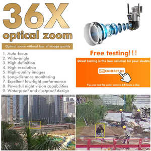 Kamera <span class=keywords><strong>CCTV</strong></span> Solar 4G Kartu SIM 8MP Pelacakan Otomatis Manusia Sistem Keamanan PTZ Zoom Optik 36x Lensa Ganda Luar Ruangan IP65 - Product Image 5