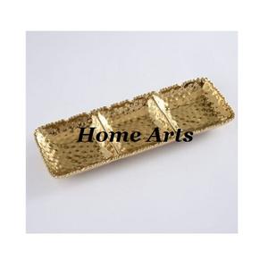 Serveur à noix en aluminium fait à la main avec plateau en bois, qualité supérieure, couleur or, pour fournisseur en gros - Product Image 2