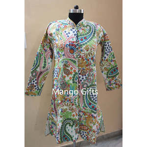 Chaqueta Larga Ligera de Algodón para Mujer, Multicolor, Acolchada, con Estampado, a la Moda - Product Image 1