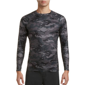 T-shirt de sport pour homme à col montant et fermeture éclair, séchage rapide, pour l'entraînement, la course en extérieur et les activités décontractées, à manches longues - Product Image 1
