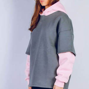 Sweat à capuche pour femme en coton mélangé, coupe classique, couleur unie, manches doubles, vêtements décontractés pour femme, sweat à capuche à manches longues - Product Image 6