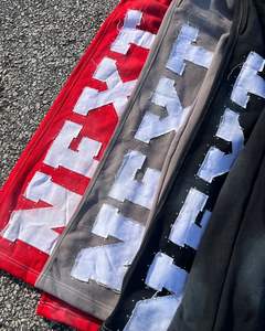 Multicolor hombres strass impreso personalizado letra patrón corte y coser apliques bordados pantalones de chándal de pierna ancha con cremallera conjuntos de Sudadera con capucha - Product Image 4