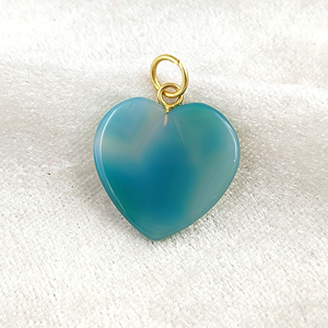 Pendentif et boucle d'oreille en agate verte en forme de coeur en argent sterling 925 vermeil pour enfants - Product Image 1