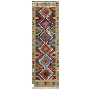 Alfombra Kilim de Maimana, Afganistán, 202 x 65 cm - Product Image 1