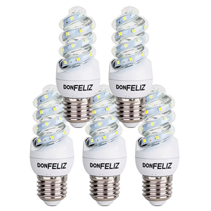 Bombilla de Cristal en Espiral con Forma de Maíz, Base Grande E27, Blanca/Fría 6500K, 5W-15W, Uso Residencial, Don Feliz, CRI 80, Sensor de Luz - Product Image 1