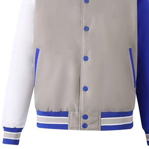 Veste bomber grise Zeta Phi Beta, bleu royal, blanc, streetwear grec, broderie personnalisée sur le devant, veste universitaire imperméable de qualité supérieure - Product Image 6