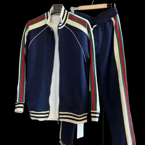 Customized Quick Drying <b>Men</b> Tracksuit Striped <b>Jacket</b> And Trouser Customized Logo Spandex/Polyester Two Piece Jogger Set Clothing - Product Image 5