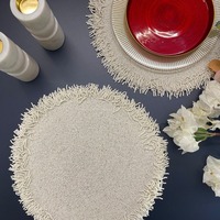 Set de table brodé à la main, motif floral, perles, rouge foncé, pour le printemps, cadeau pour elle