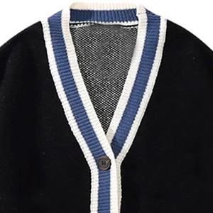 Vos logos universitaires sur un cardigan bleu en tricot pour les étudiants pull uniforme à manches longues col en V pour l'hiver - Product Image 2