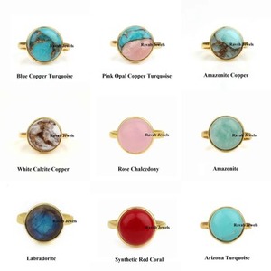 High Quality 18K Gold 18K Copper Plated Solid Sterling Silver Mohave Spiny Oyster Turquoise Prong Set <b>Chunky</b> Uneven <b>Ring</b> Parties - Product Image 5