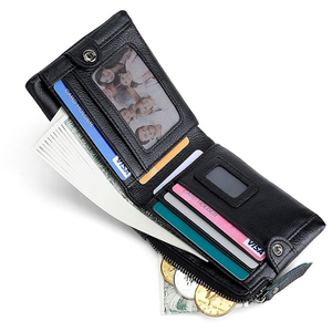 Portefeuilles pour hommes en cuir véritable personnalisés de haute qualité avec une grande promotion Portefeuille fin en cuir pour hommes - Product Image 3