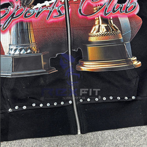 Bon matériel Odm Services la plus demandée fermeture éclair sweat à capuche bouffée imprimé fabriqué en usine pas cher prix sweats à capuche hommes sweats à capuche - Product Image 4