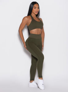 Factory Price Latest Custom Logo Solid Forest Night Elastic <b>Waist</b> <b>High</b> <b>Waist</b> Quick Dry Eco-Friendly Breathable <b>Tummy</b> <b>Leggings</b> - Product Image 2