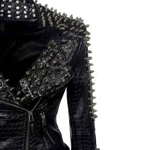 Ropa de moda chaqueta de invierno a prueba de viento para mujer ropa de calle nuevo diseño transpirable chaqueta de cuero con tachuelas para mujer - Product Image 4