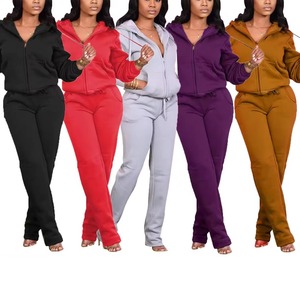 Conjunto de sudadera con capucha y pantalón para correr para chica joven, conjunto de chándal con logotipo personalizado, nuevo diseño personalizado, a la moda, con cremallera y cordón - Product Image 3