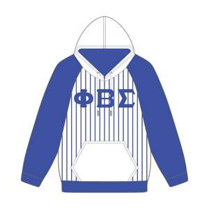 Phi Beta Sigma White Body Blue Raglan Pinstripes Pullover Hoodie Greek Fraternity Apparel Custom Divine Nine HBCU Ropa - Product Image 2