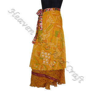 Nouvel achat Robe portefeuille en soie aux États-Unis Rajasthani Fancy Reversible Silk Long Wrap Indian Reversible Sari Wrap Skirt Fabricant - Product Image 3