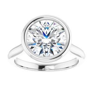 Anillo de boda de compromiso de moissanita de oro blanco de 14K Original 2 CTW corte redondo con piedra de montaje de propuesta de promesa para novia - Product Image 3