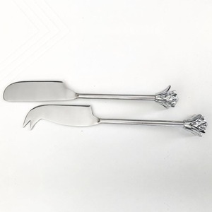 Herramientas para queso de acero inoxidable al por mayor, juego de rebanadoras de mantequilla chapadas en plata con mango de lazo rústico, incluye esparcidor de cuchillo para queso - Product Image 6