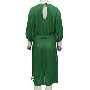 Vestido largo informal verde para mujer, hecho a medida, tela de poliéster bordada de alta calidad, vestidos hasta la rodilla para mujer OEM - Product Image 2