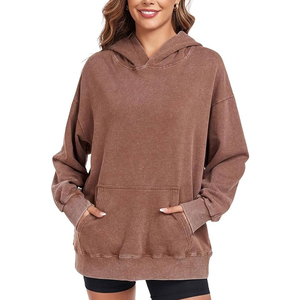 Sweats à capuche délavés à l'acide de qualité supérieure, best-sellers, pour femmes, personnalisez votre propre logo, couleur unie, sweats à capuche délavés à l'acide pour femmes - Product Image 3