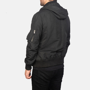 Blouson aviateur à capuche de haute qualité pour homme avec col montant Impression de logo personnalisé coupe-vent léger fin nylon/polyester pour l'hiver - Product Image 5